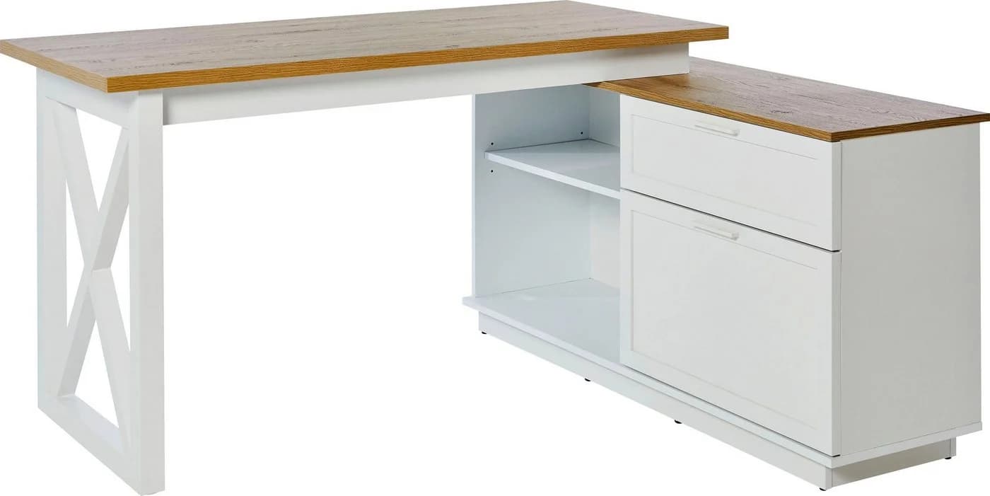 Jahnke Eckschreibtisch CHALET D 155 E Weiß Landhausstil - Bild 2