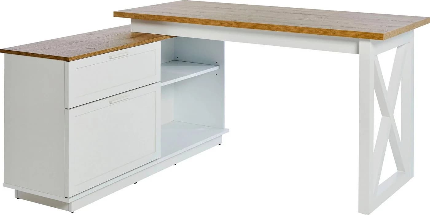 Jahnke Eckschreibtisch CHALET D 155 E Weiß Landhausstil - Bild 3