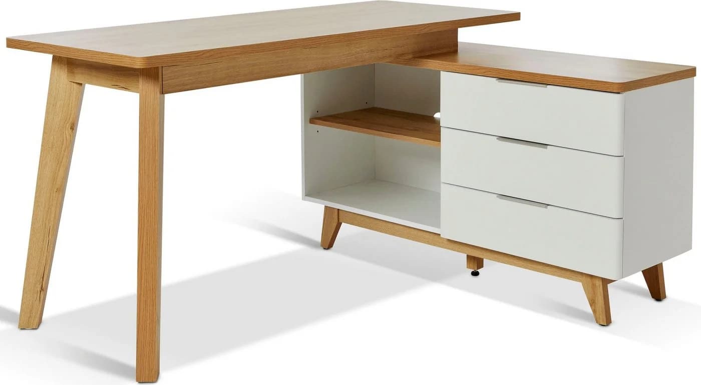Jahnke Eckschreibtisch LIBRE D 240 E Braun/Weiß wechselseitig montierbar - Bild 2