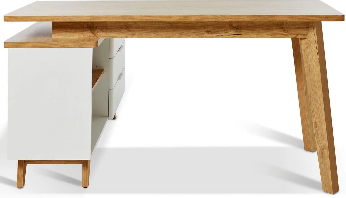 Jahnke Eckschreibtisch LIBRE D 240 E Braun/Weiß wechselseitig montierbar - Bild 3