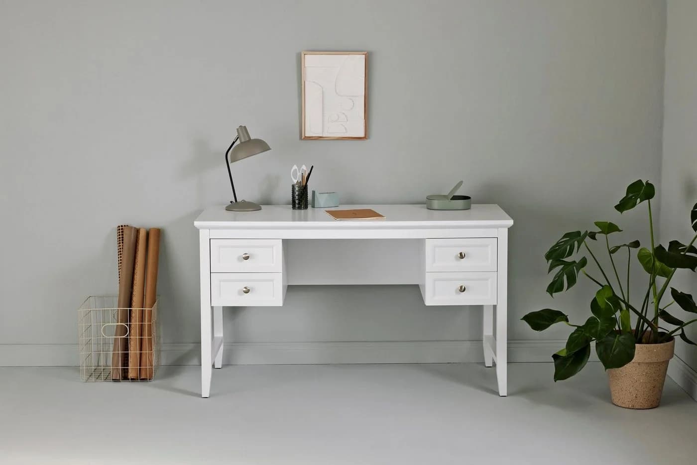 JAHNKE CLASSIC D 130 Schreibtisch Weiß mit 4 Schubladen