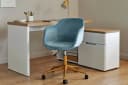 JAHNKE SHELL WORX Schreibtischstuhl Hellblau Gold Samt Bild 1
