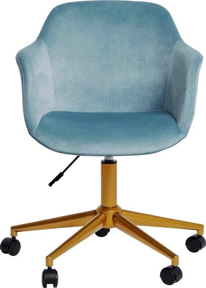 JAHNKE SHELL WORX Schreibtischstuhl Hellblau Gold Samt - Bild 2