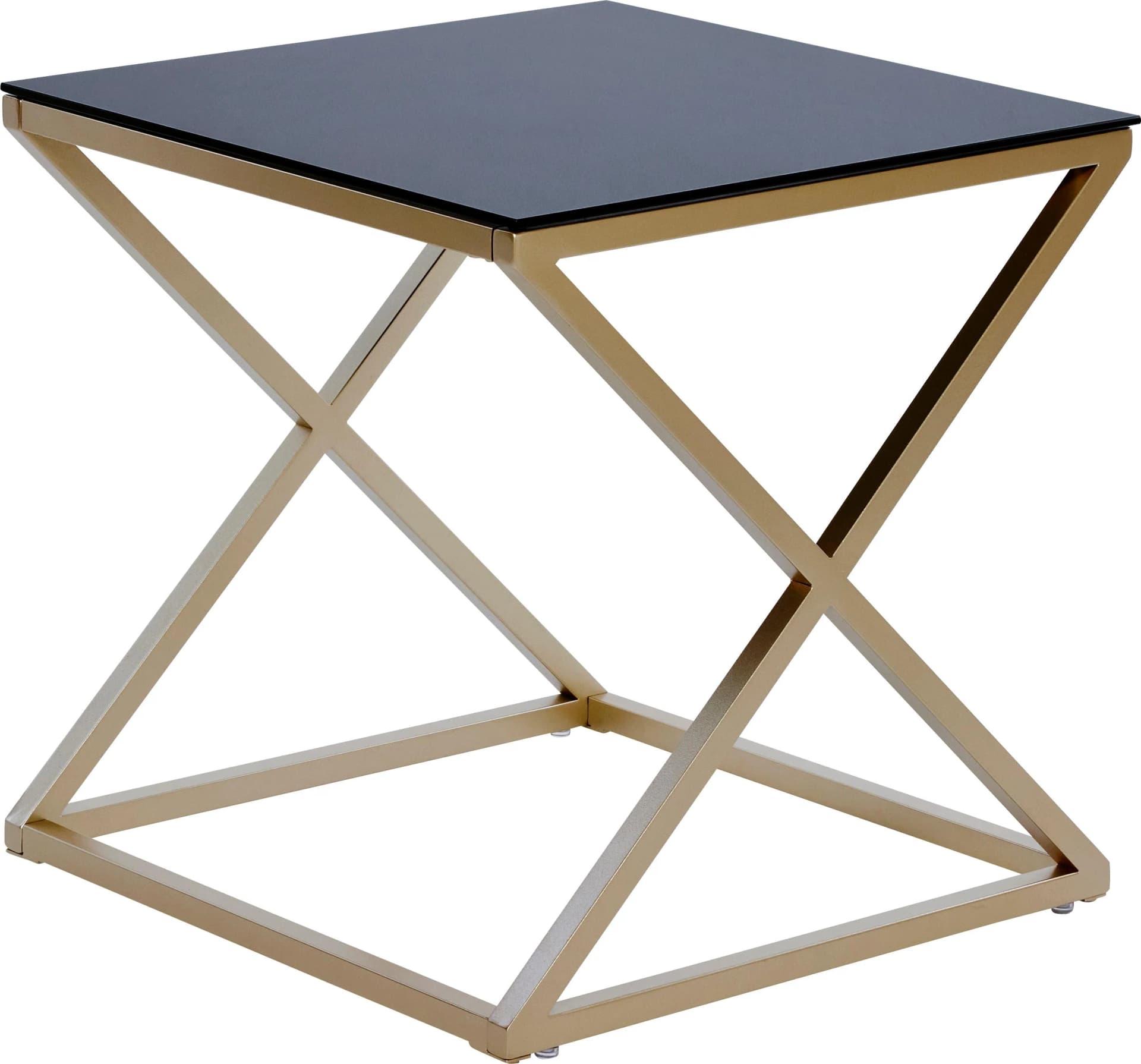 Beistelltisch JAHNKE XTRA BY SIDE Schwarzglas Gold X-Gestell