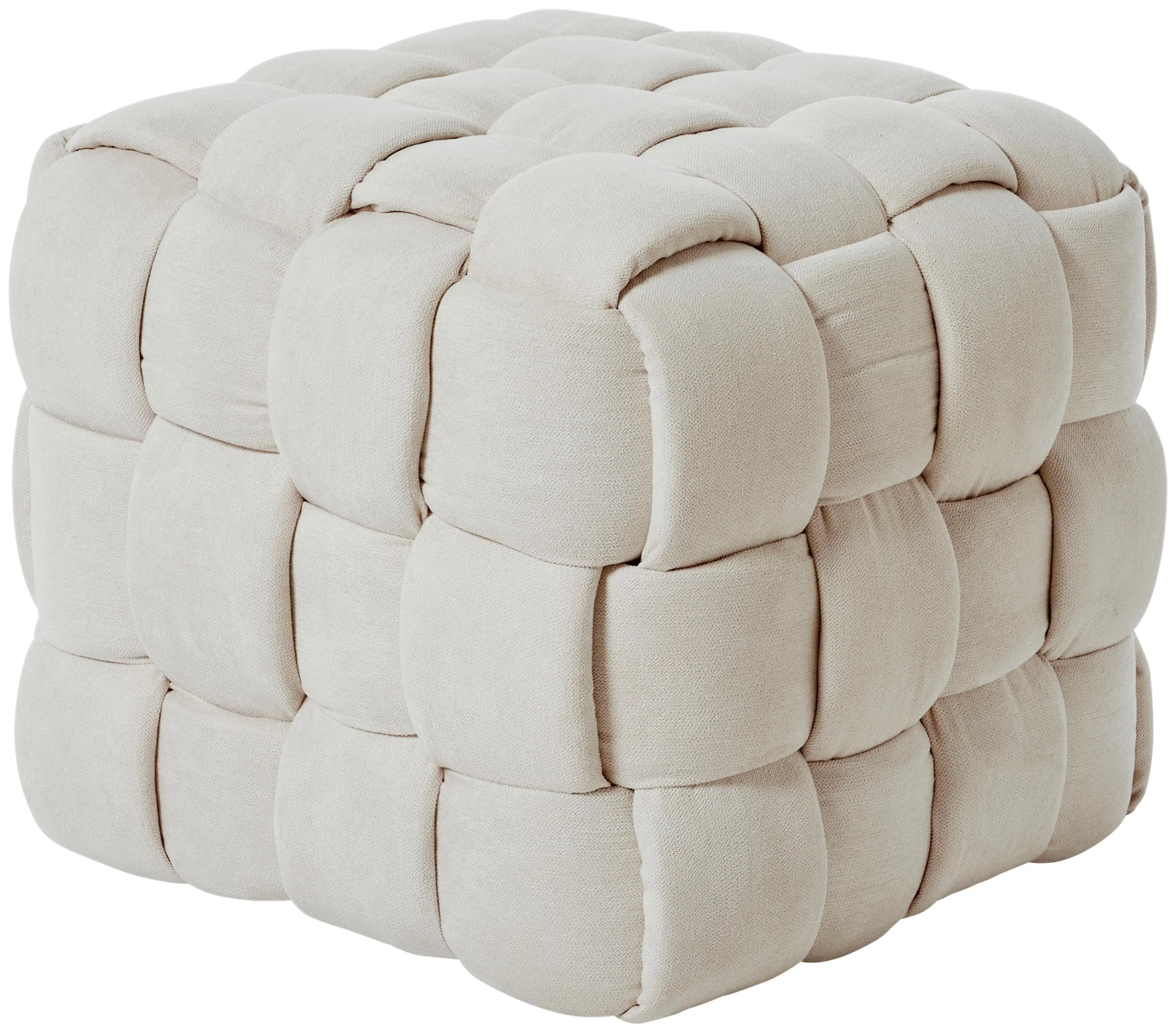 Hocker JAHNKE WEB ART S Beige Gepolstert Flechtoptik