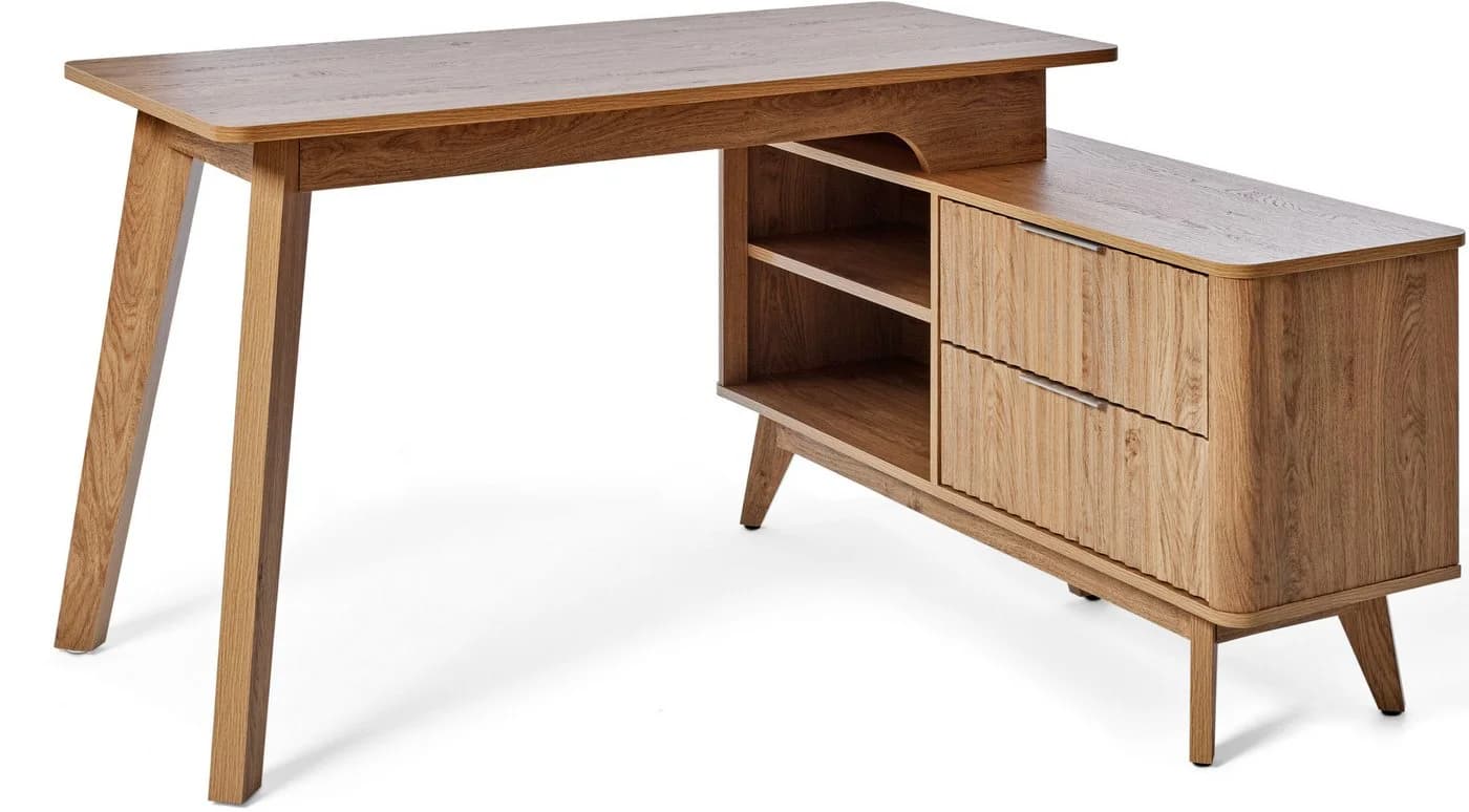 Jahnke Eckschreibtisch WAVE C 150 E Braun Retro