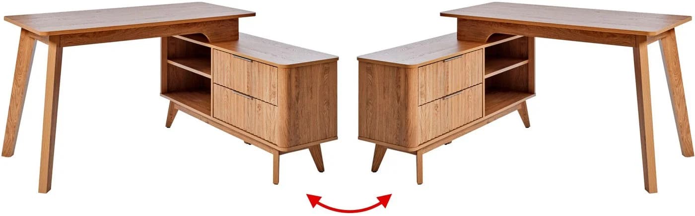 Jahnke Eckschreibtisch WAVE C 150 E Braun Retro - Bild 3
