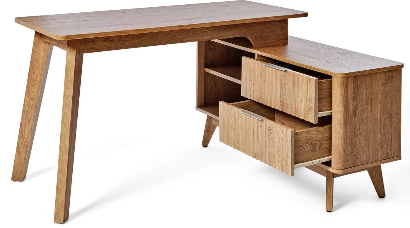 Jahnke Eckschreibtisch WAVE C 150 E Braun Retro - Bild 5