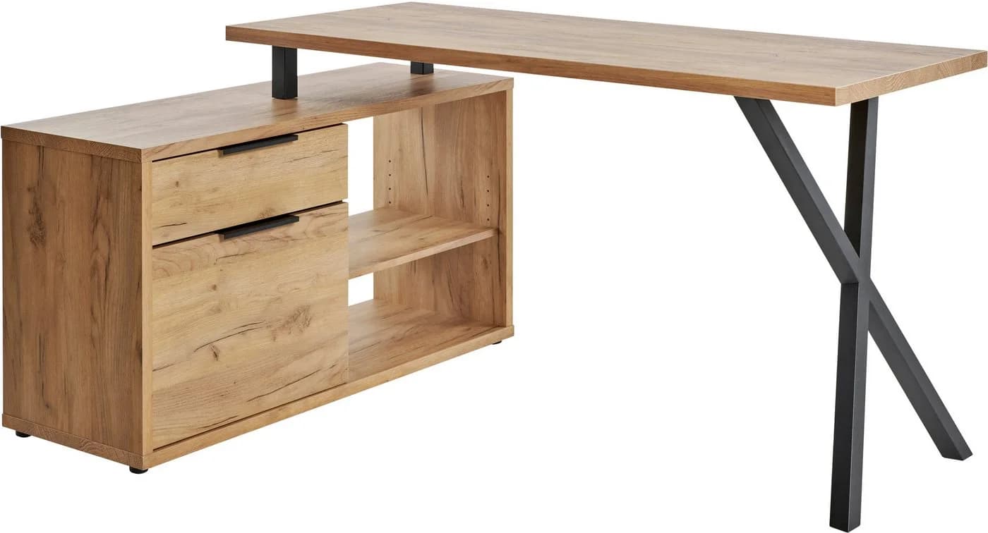 Jahnke X-TRA C 145 E Eckschreibtisch Braun/Schwarz X-Gestell - Bild 3