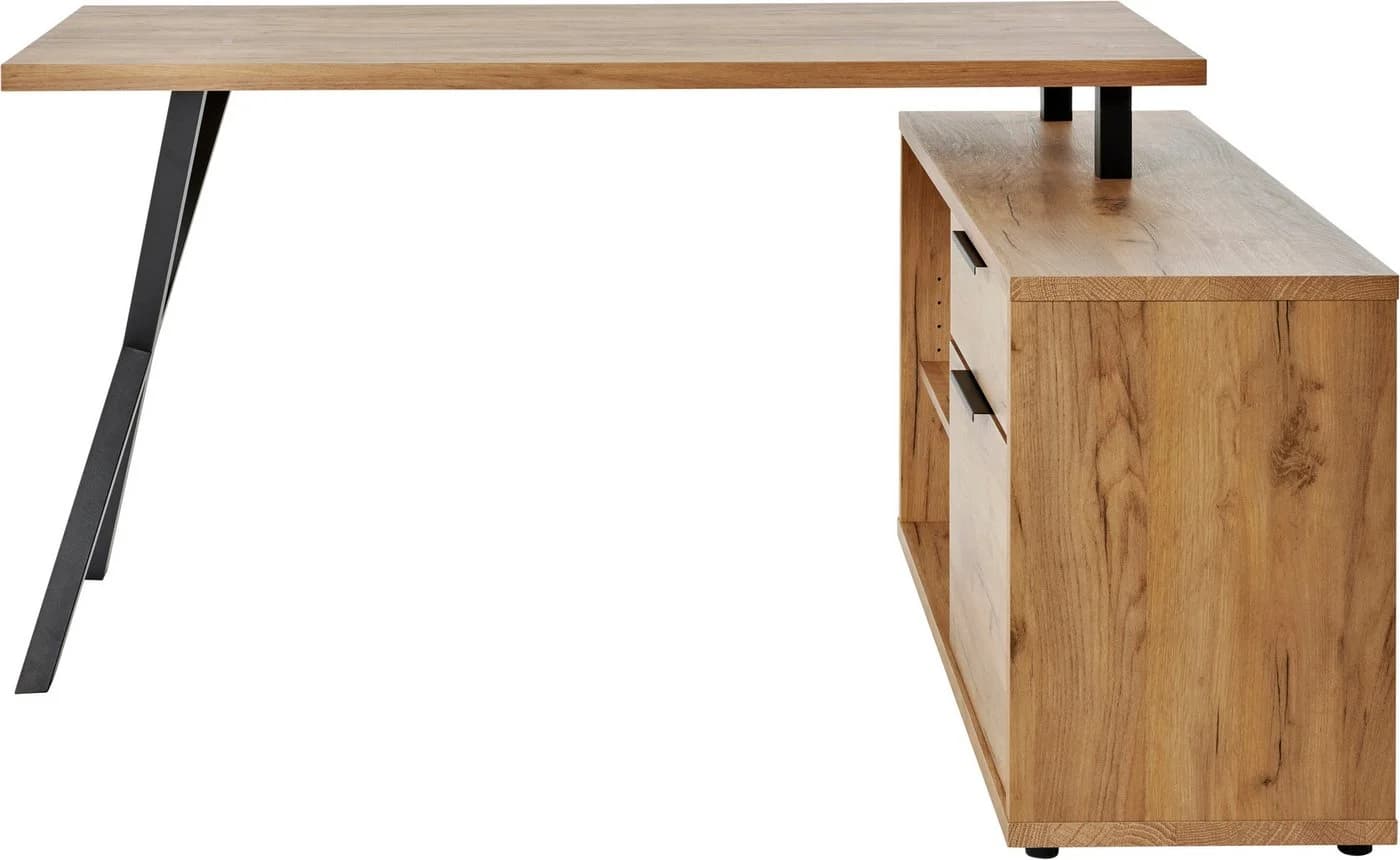 Jahnke X-TRA C 145 E Eckschreibtisch Braun/Schwarz X-Gestell - Bild 5