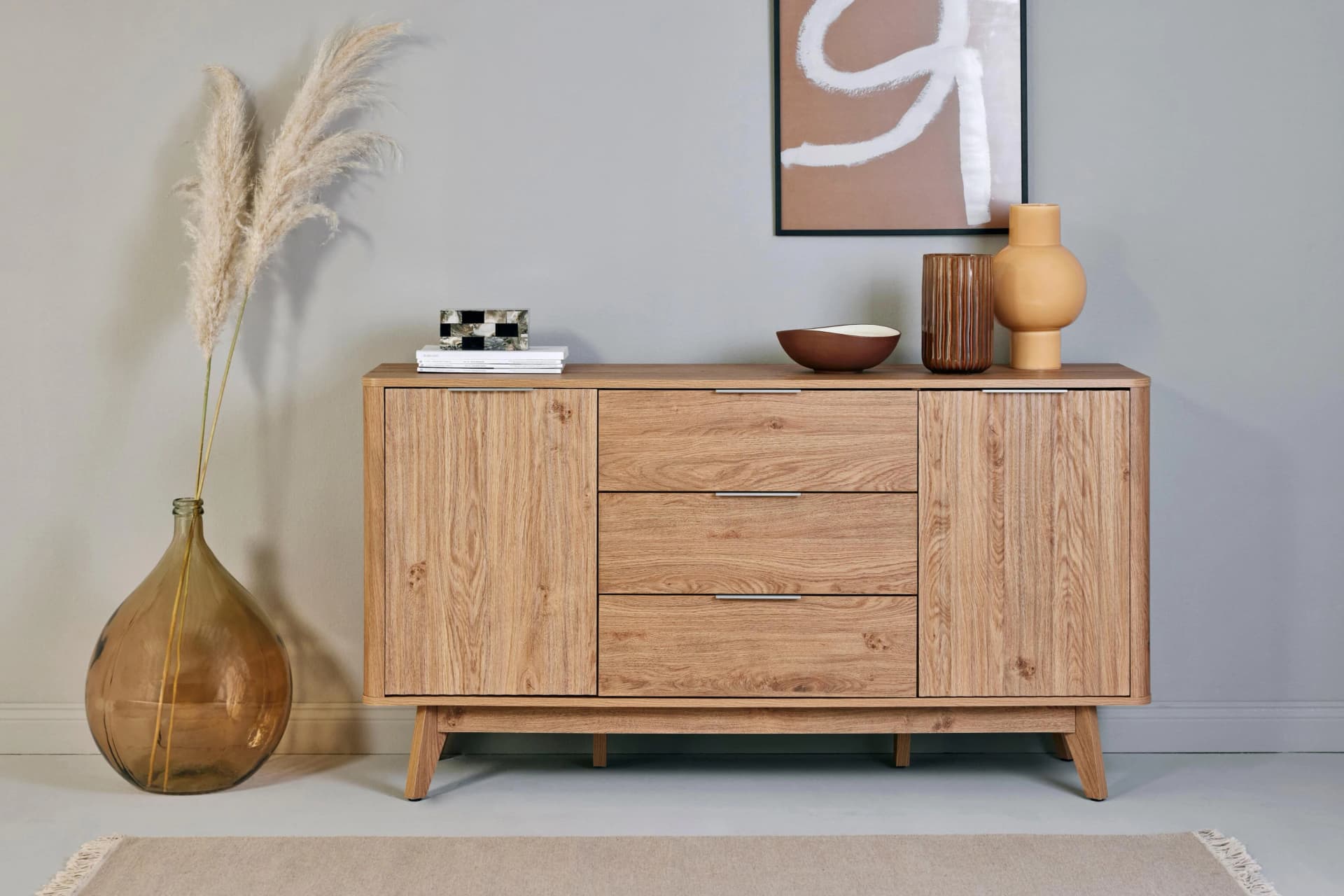 JAHNKE Sideboard WAVE SB 150 Retro Braun Montana Eiche