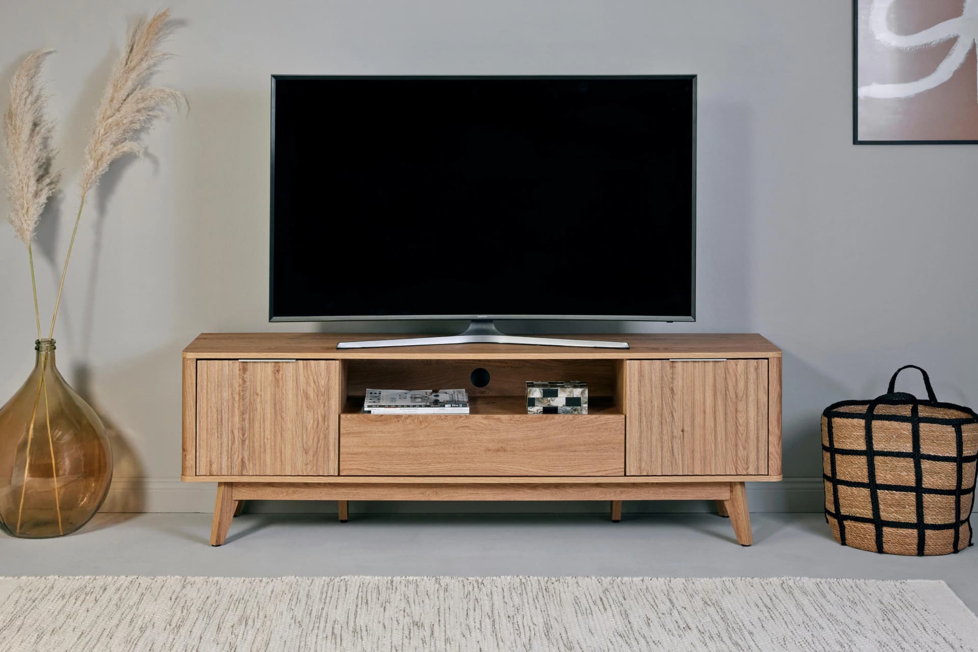 JAHNKE WAVE TV 170 TV-Board Retro Braun Montana Eiche