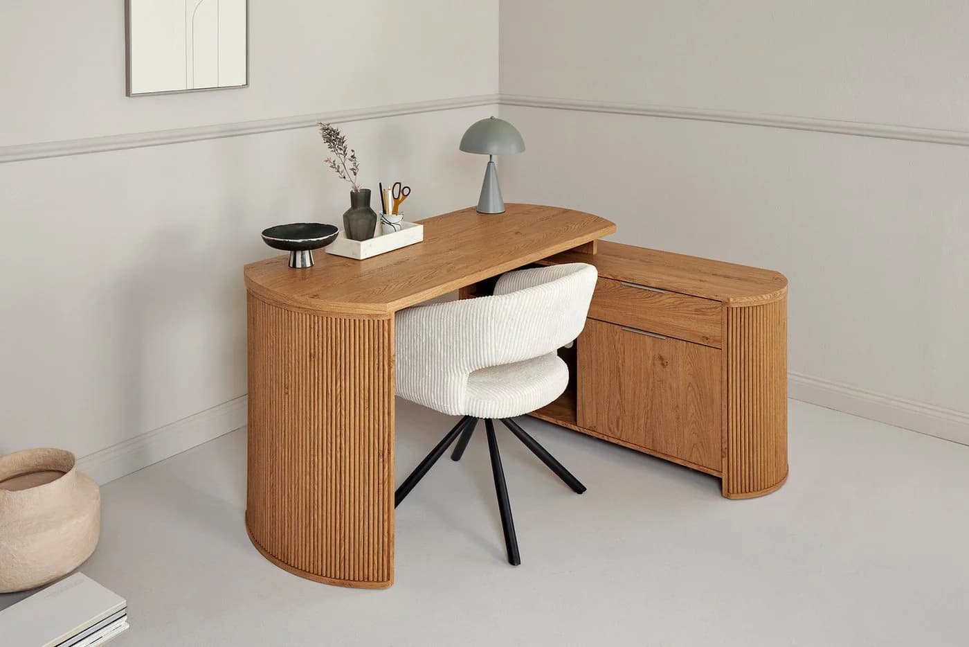JAHNKE Eckschreibtisch MOON C 150 E montana eiche mit Stauraum