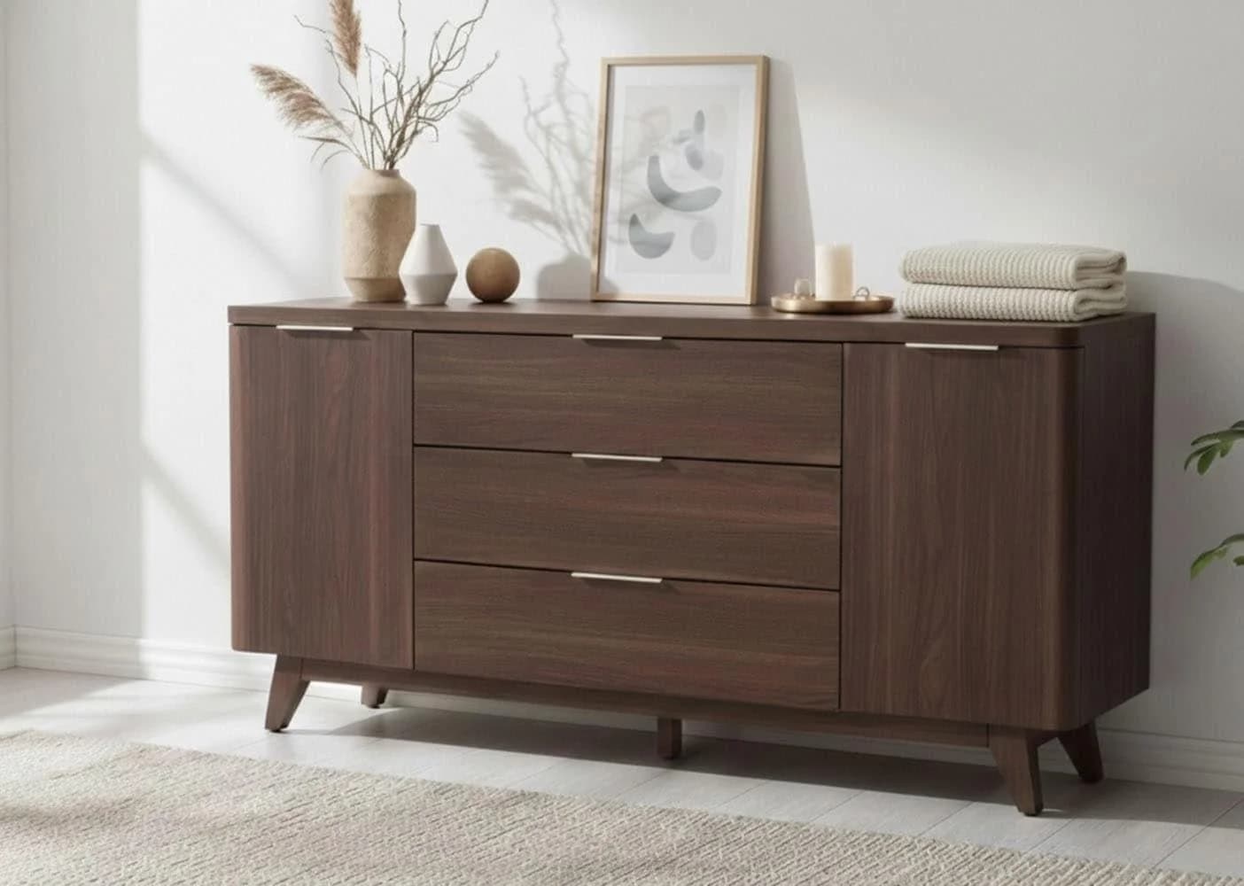 JAHNKE Sideboard LIBRE SB 160 Walnuss 2 Türen 3 Schubladen