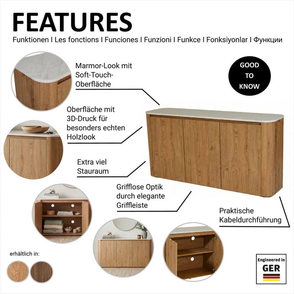Jahnke Sideboard TRESOR SB 150 Marmor Look - Bild 3