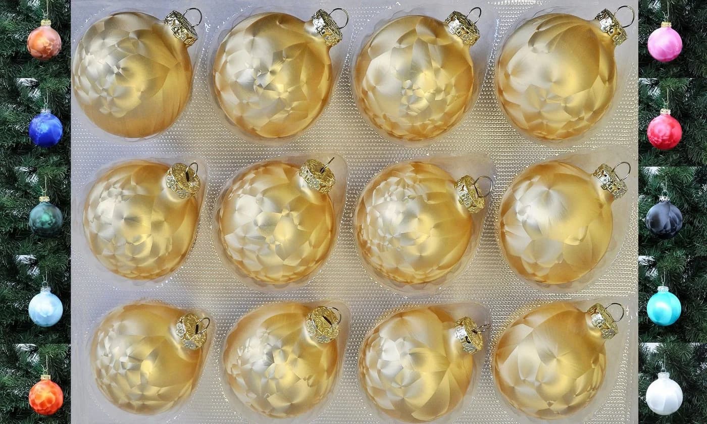 Thüringer Glasdesign Christbaumschmuck JACK 12x Glas Eislack Christbaumkugeln 6cm - Bild 2