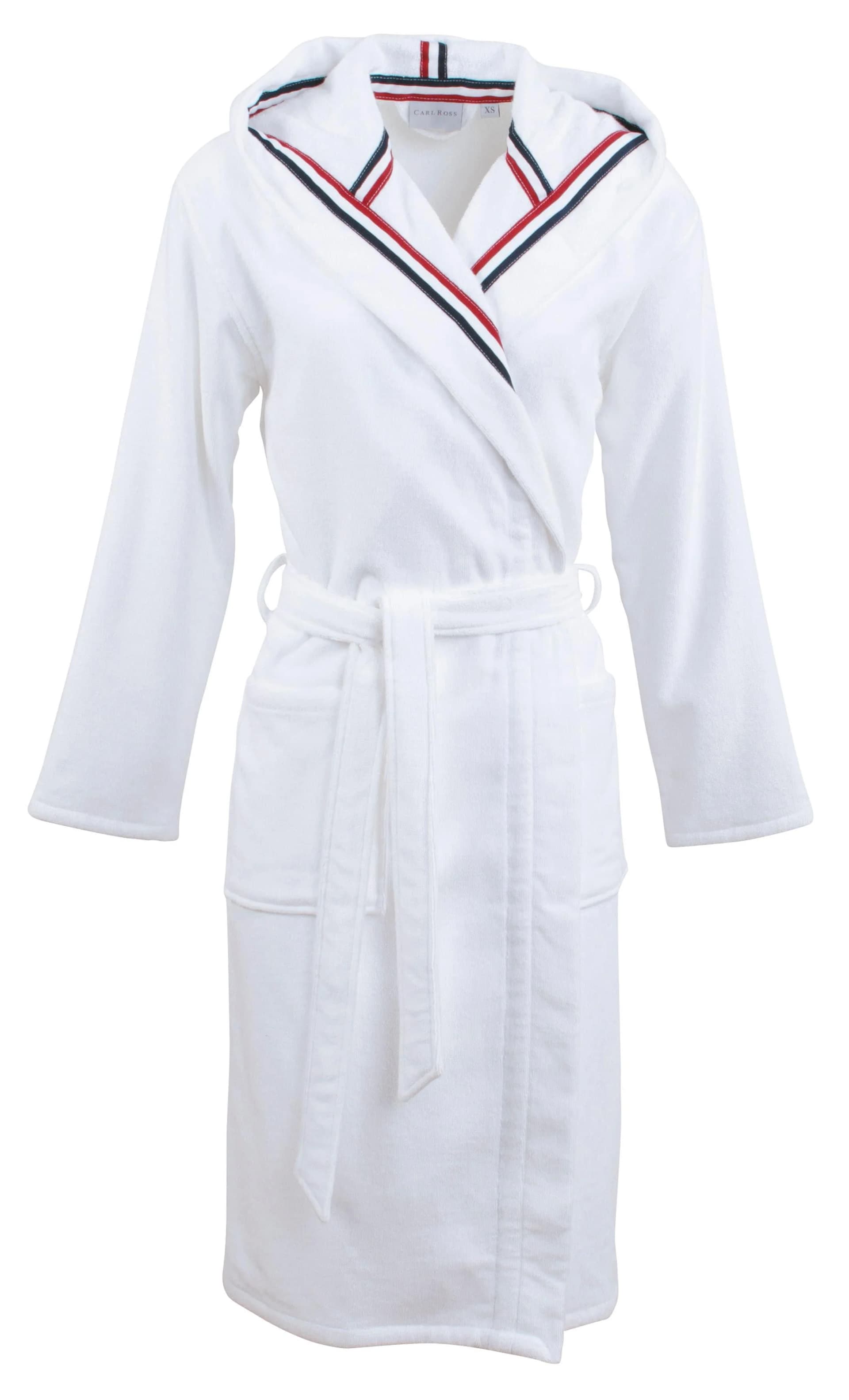 Carl Ross Unisex-Bademantel Velours Weiß Gr. L Midilänge