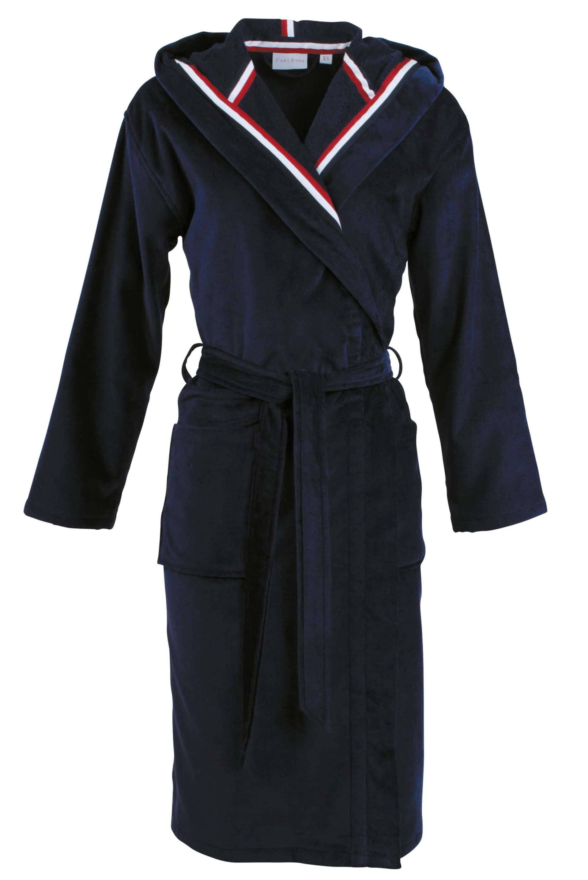 Carl Ross Unisex-Bademantel Velours Blau Midilänge