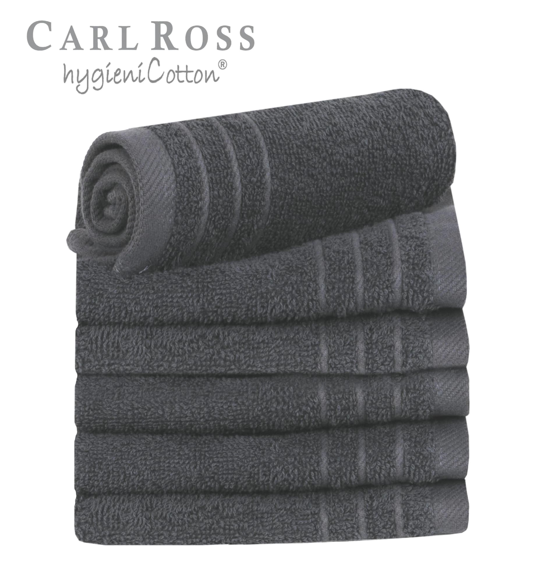 Carl Ross Gästehandtücher HygieniCotton 6-tlg. Grau Frottee