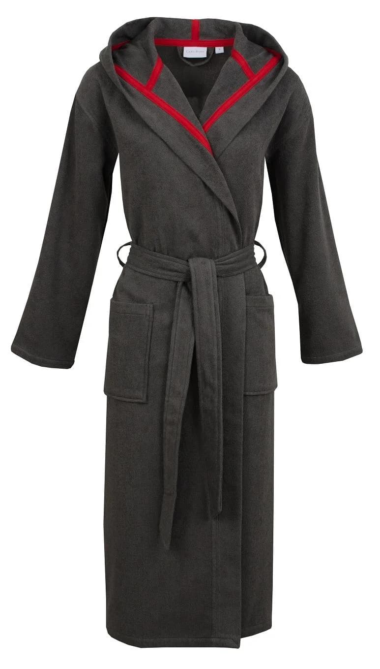 Unisex-Bademantel Carl Ross Frottier dunkelgrau rot L