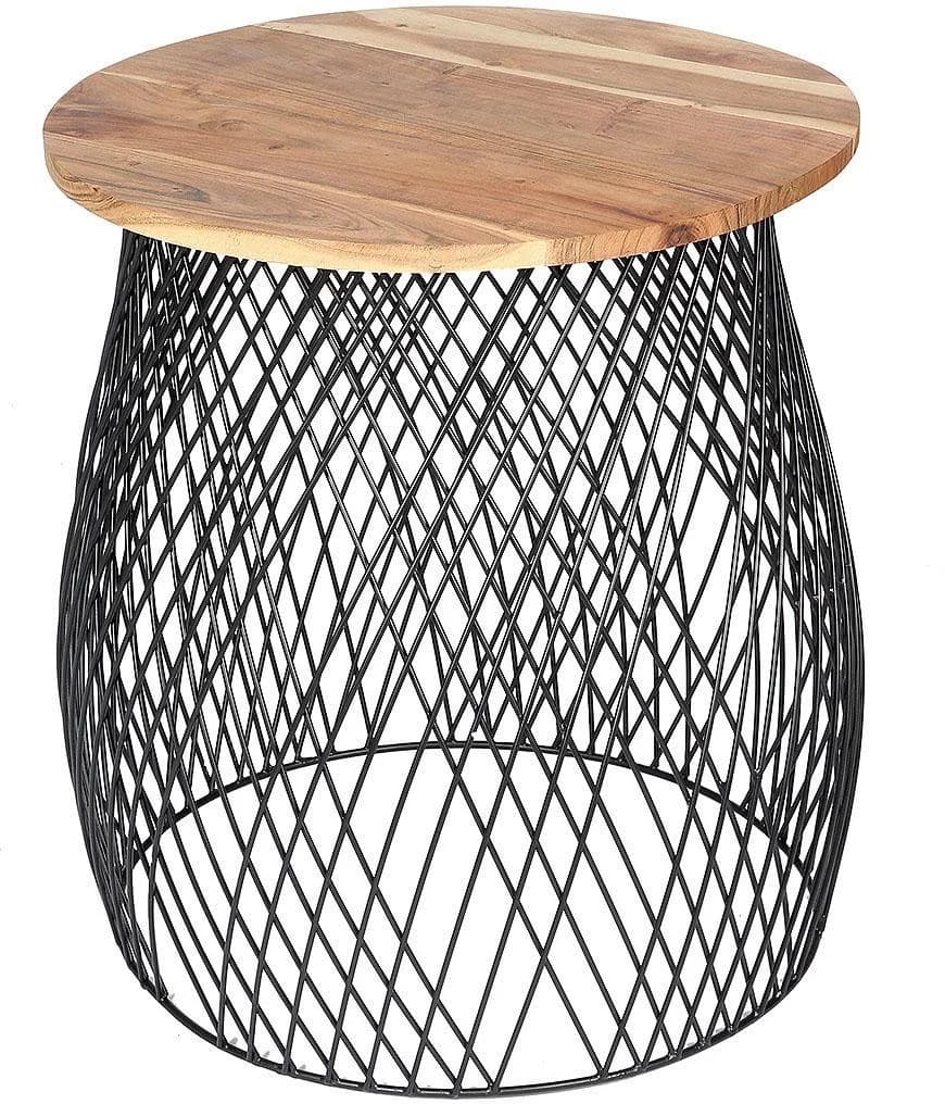 AMBIENTE HAUS Beistelltisch Urban rund schwarz Metallkäfig