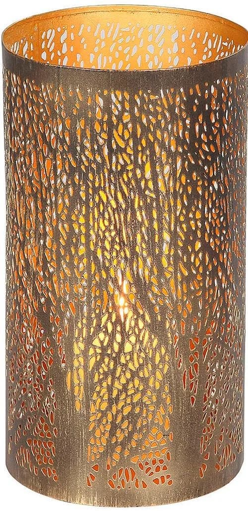 AMBIENTE HAUS Kerzenlaterne Walddesign Gold/Schwarz