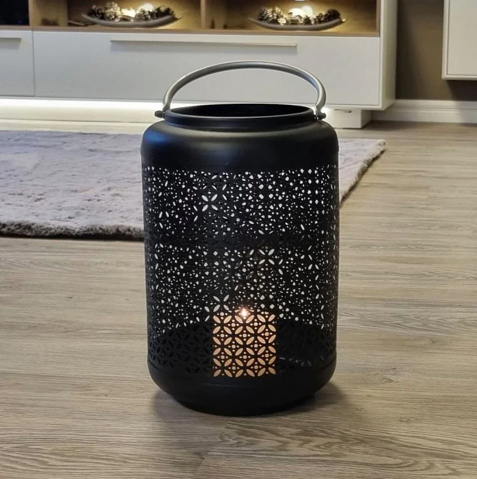 AMBIENTE HAUS Kerzenlaterne mit Silber-Griff schwarz - Bild 4
