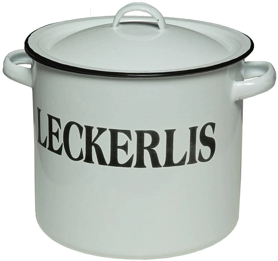 AMBIENTE HAUS Vorratsbehälter Leckerli Emaille Weiß