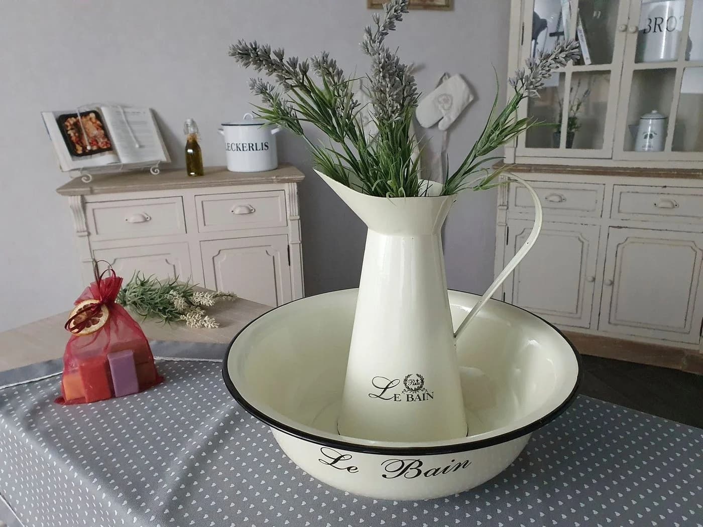 AMBIENTE HAUS Waschschüssel aus Emaille 32 cm Creme - Bild 3