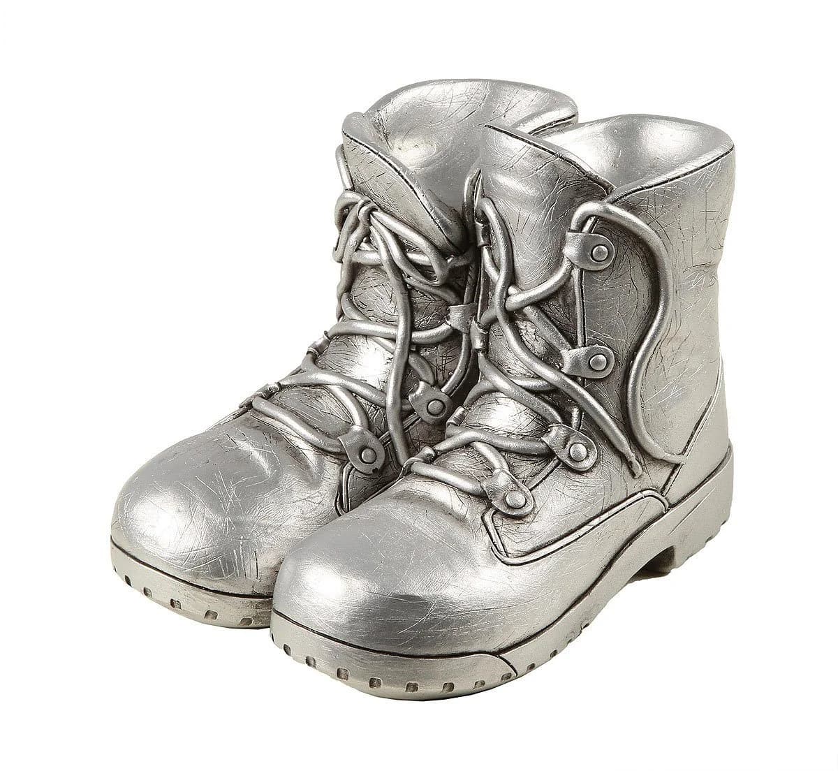 AMBIENTE HAUS Spardose Stiefel Retro Silber