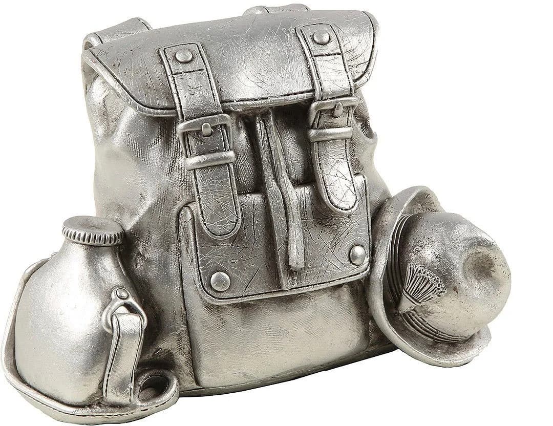 Ambiente Haus Spardose Rucksack Silber Retro-Design