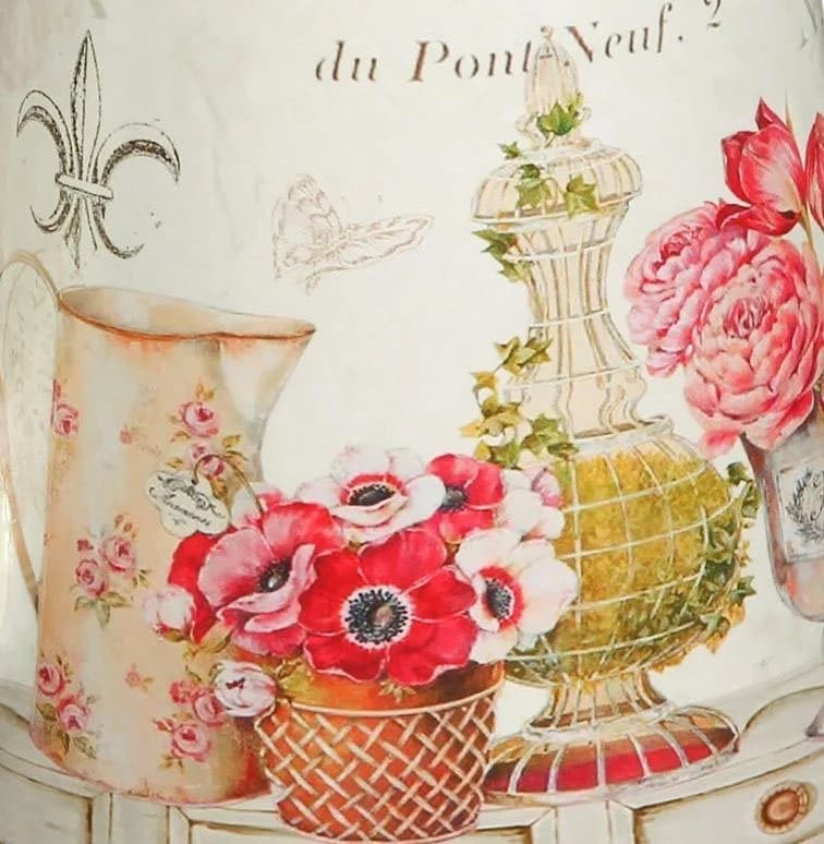 AMBIENTE HAUS Gießkanne Fleur Metall Antik Cremefarben Gold