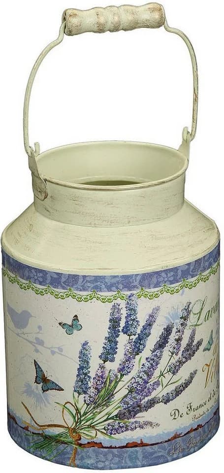 AMBIENTE HAUS Dekovase Lavendel Milchkanne Beige Creme Metall - Bild 2