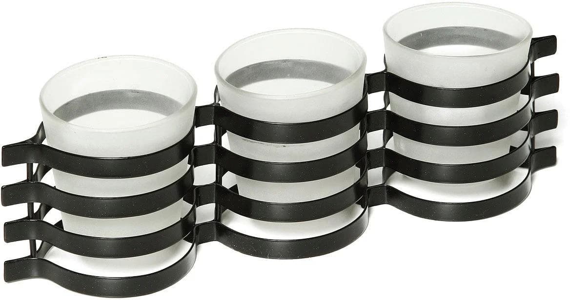 AMBIENTE HAUS Fuligo Windlicht 3er Schwarz Eisen Glas