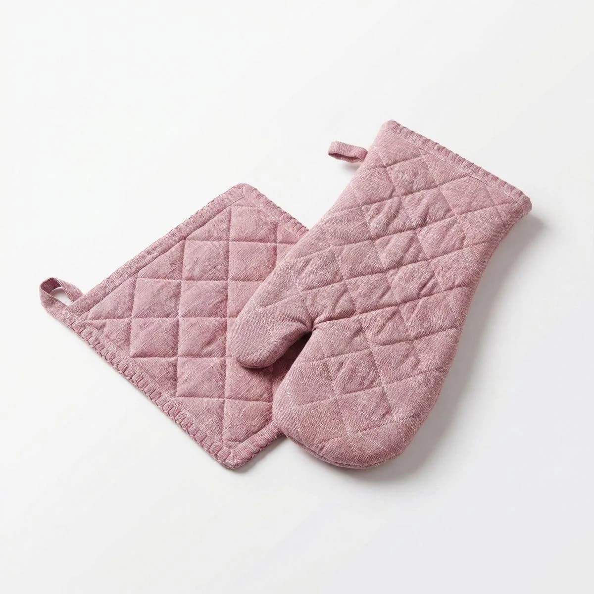 Home Affaire Topfhandschuh & Topflappen Set Rosa Baumwolle