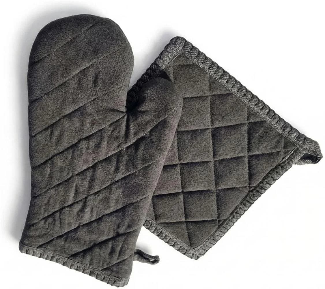 Home Affaire Topfhandschuhe & Topflappen Set Grau Baumwolle
