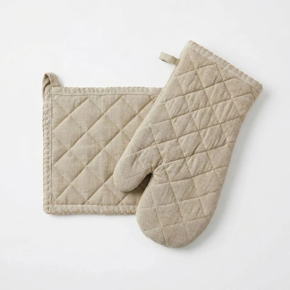 Home Affaire Topfhandschuh & Topflappen Set Beige Baumwolle