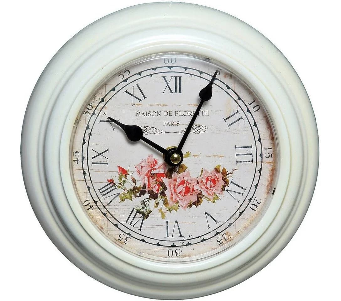 AMBIENTE HAUS Rosen Wanduhr aus Metall 20cm Weiß