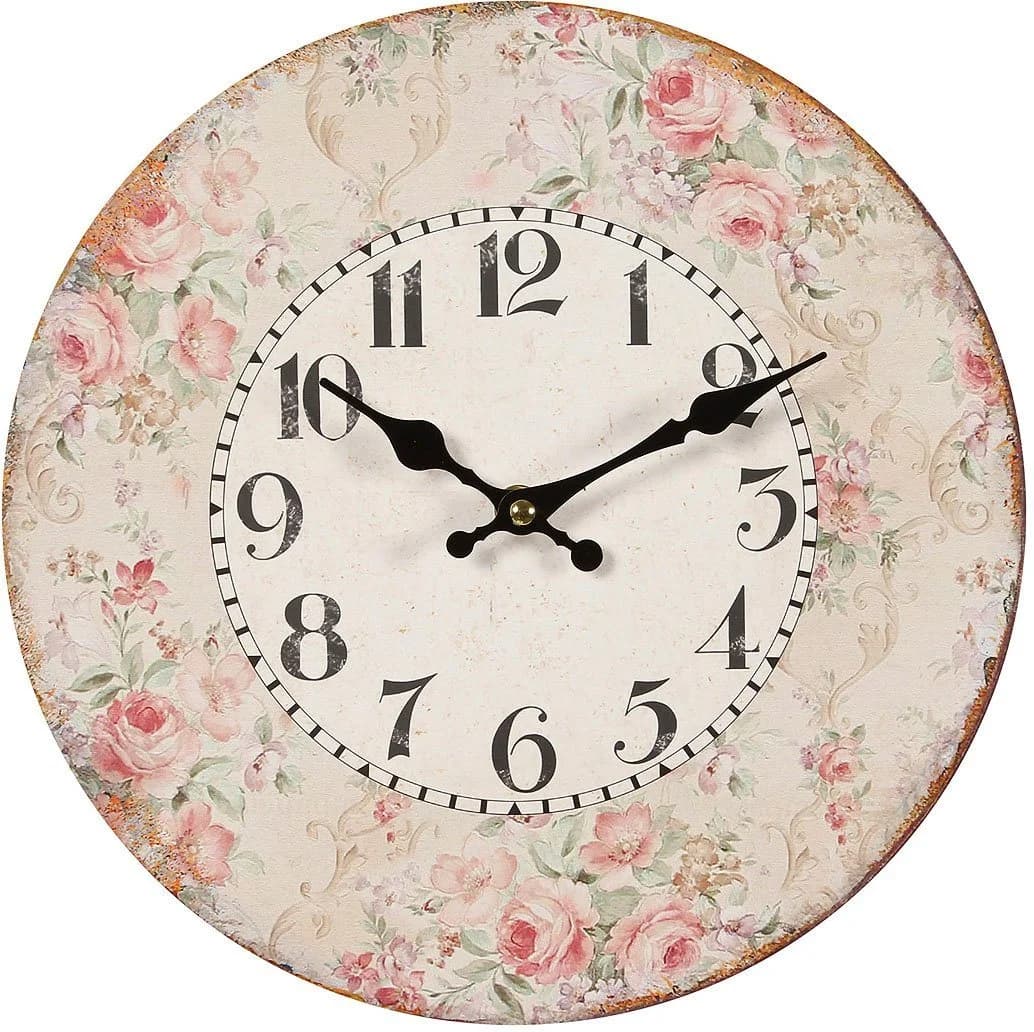 Ambiente Haus Wanduhr Rosen Motiv Rosa 28cm