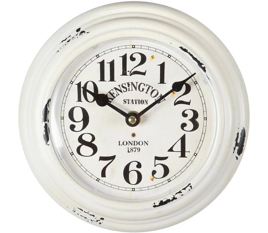 AMBIENTE HAUS Kensington Wanduhr Weiß Metall Vintage