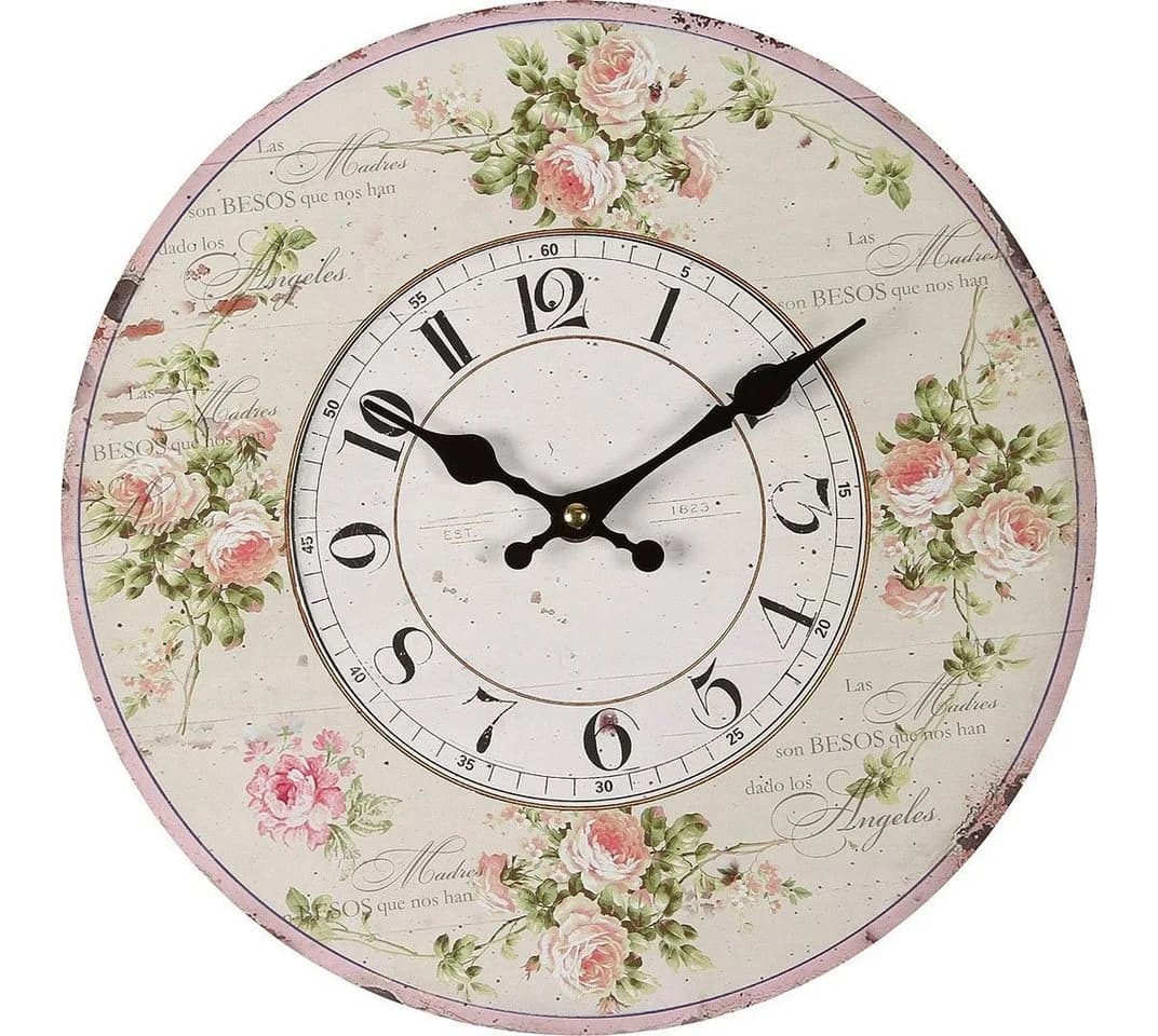 AMBIENTE HAUS Rosen Wanduhr 28cm Bunt MDF