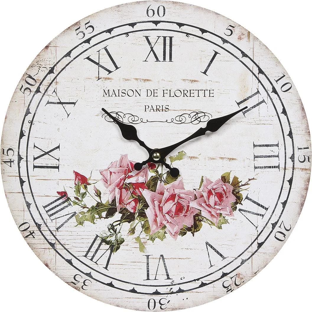 AMBIENTE HAUS Wanduhr Rose 28cm Bunt MDF - Bild 2