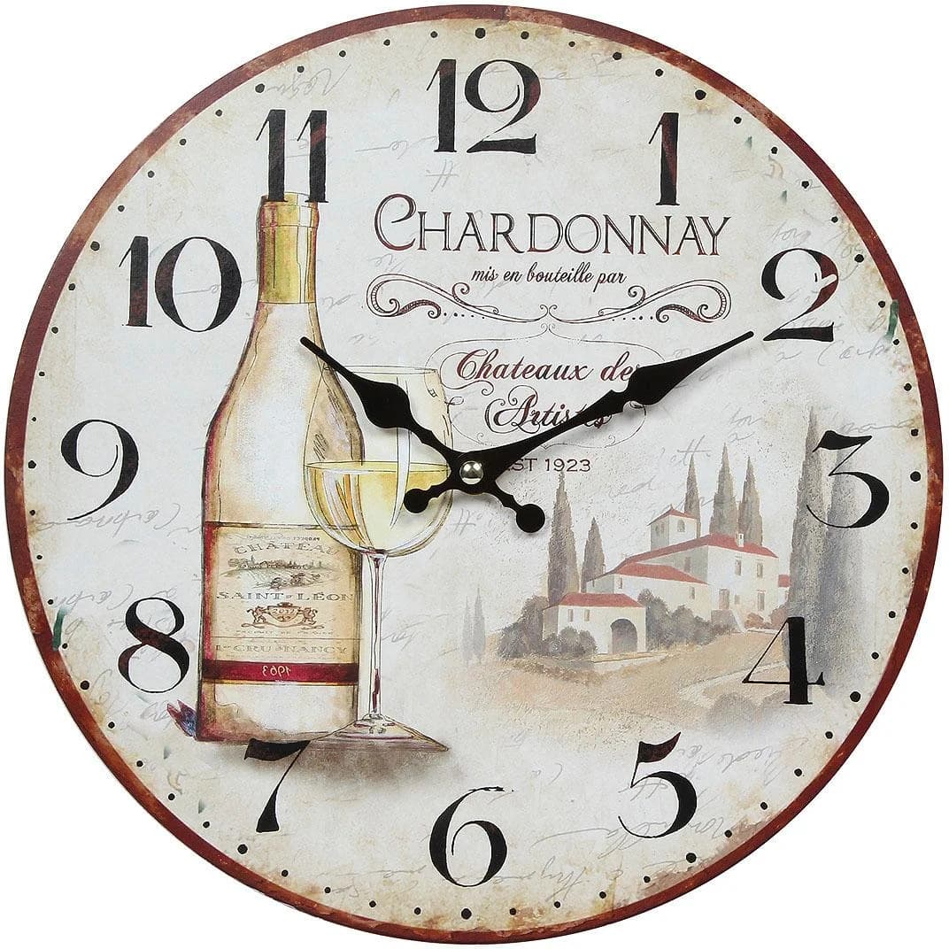AMBIENTE HAUS Wanduhr Wein Bunt 28cm MDF - Bild 2
