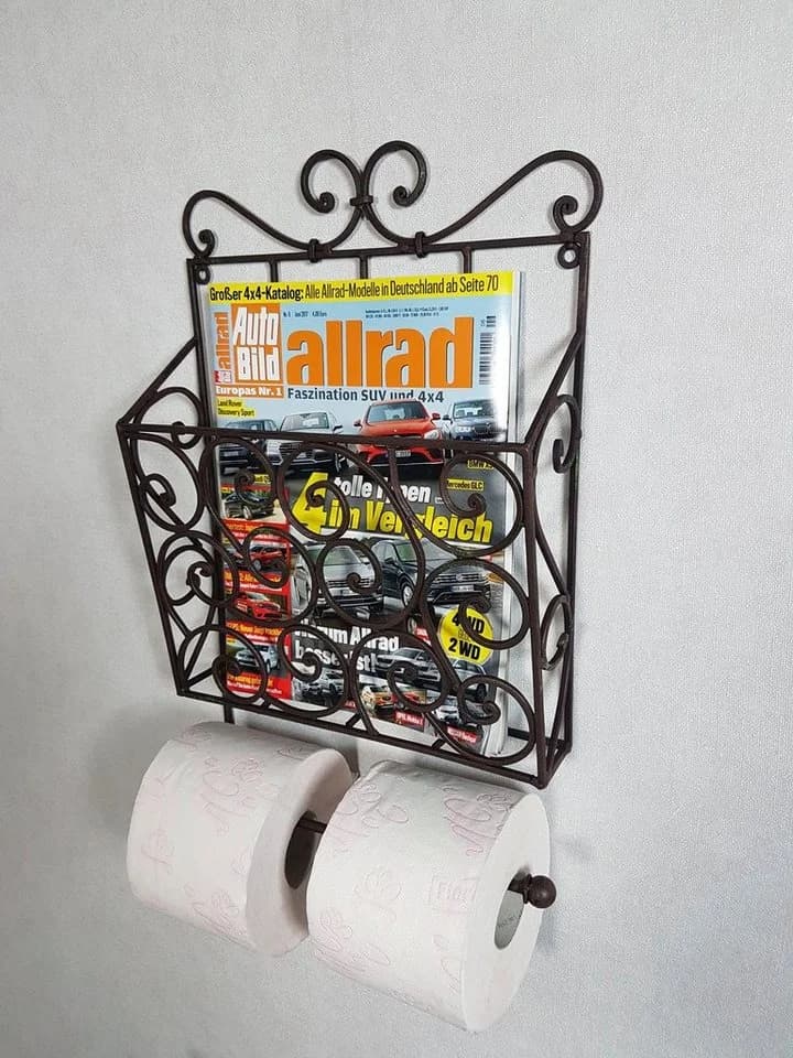 Ambiente Haus Deko-Wandregal Zeitungs-/Toilettenrollenhalter Vintage