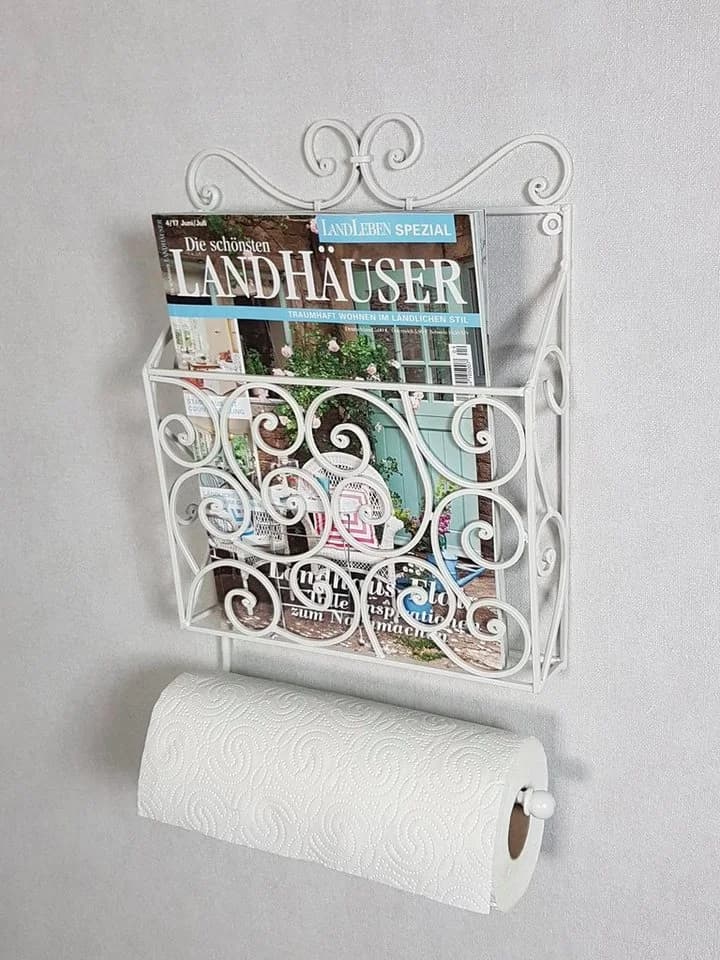 Ambiente Haus Deko-Wandregal Zeitungs-/Toilettenrollenhalter Weiß