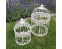 AMBIENTE HAUS Vogelkäfig Set Weiß Metall 2er Outdoor Indoor Bild 3