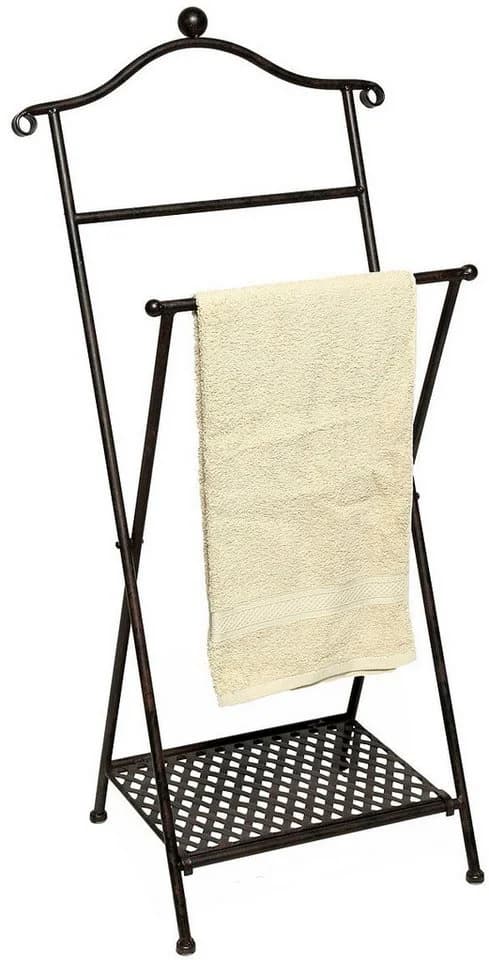 Ambiente Haus Handtuchhalter Antik Braun Metall mit Ablageboden - Bild 3
