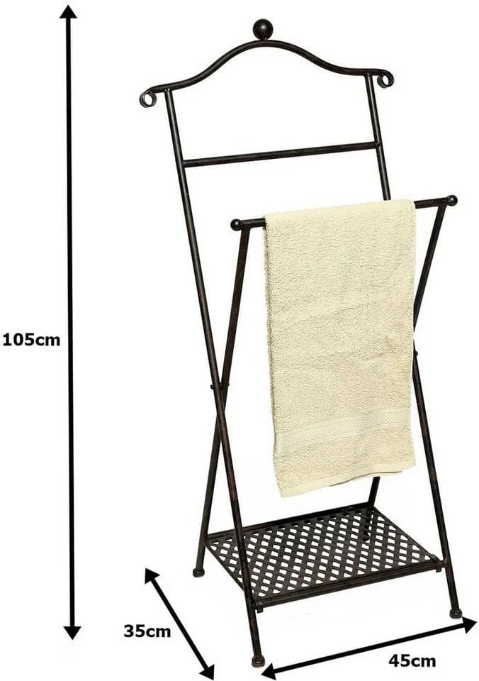 Ambiente Haus Handtuchhalter Antik Braun Metall mit Ablageboden - Bild 4