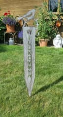 AMBIENTE HAUS Gartenstecker Willkommen Grau Metall 70cm Bild 1