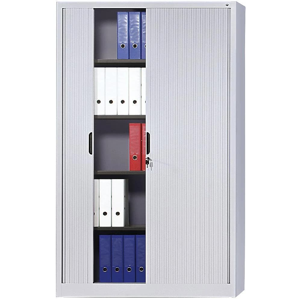 C+P Aktenschrank Omnispace mit Rollladen, 5 Ordnerhöhen, Weißaluminium
